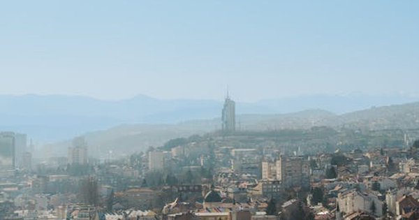Panoramic view of Sarajevo, Bosnia and Herzegovina at dusk