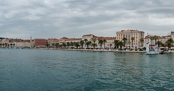 The waterfront and old town of Split, Croatia on the Adriatic coast
